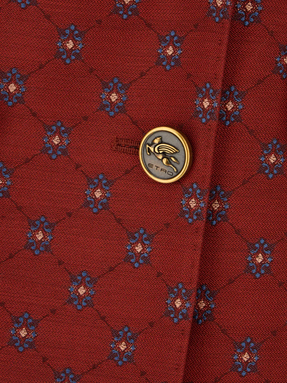 Etro Geometric-pattern Double-breasted Blazer In Red