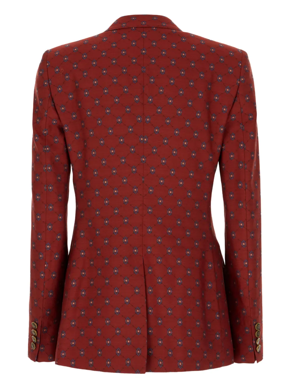 Etro Geometric-pattern Double-breasted Blazer In Red
