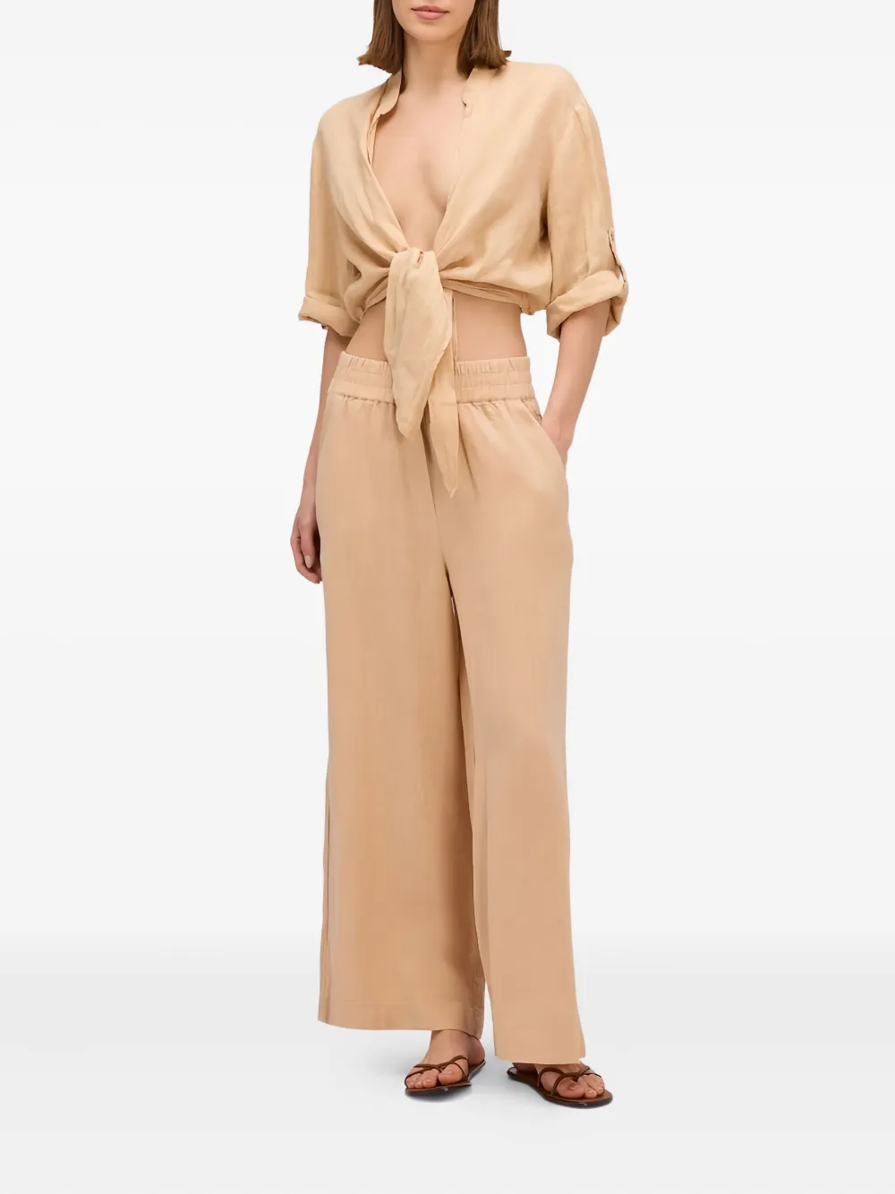 Sundek elastic-waist palazzo pants - Beige
