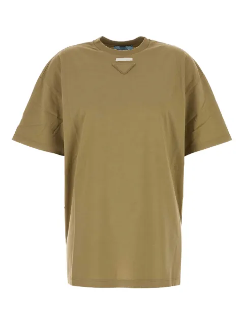 Prada triangle-plaque cotton T-shirt