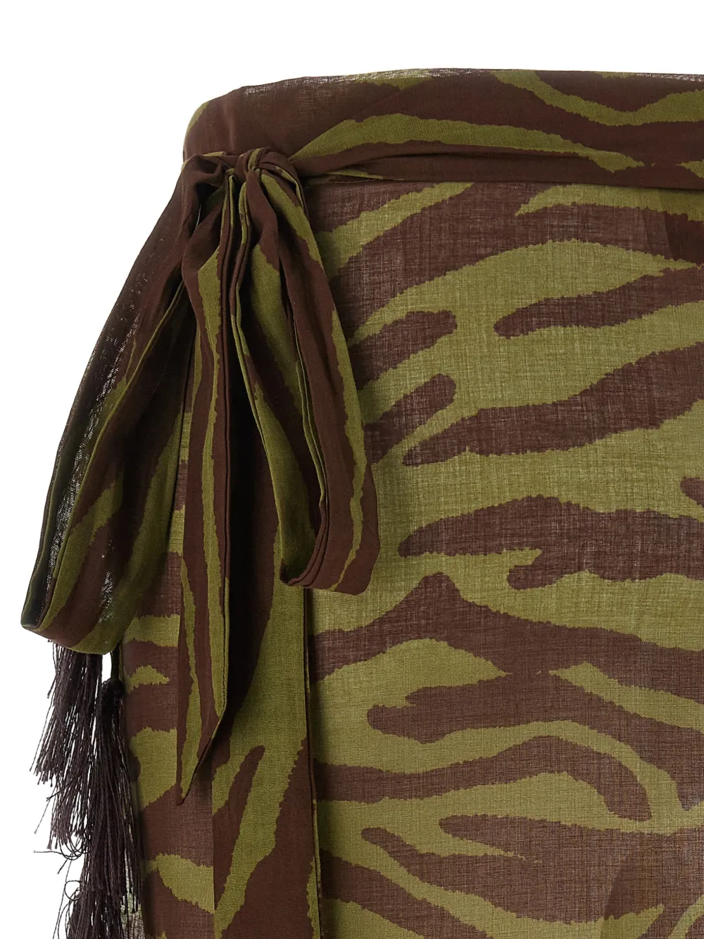 The Attico zebra print fringed sarong beach cover-up Bruin