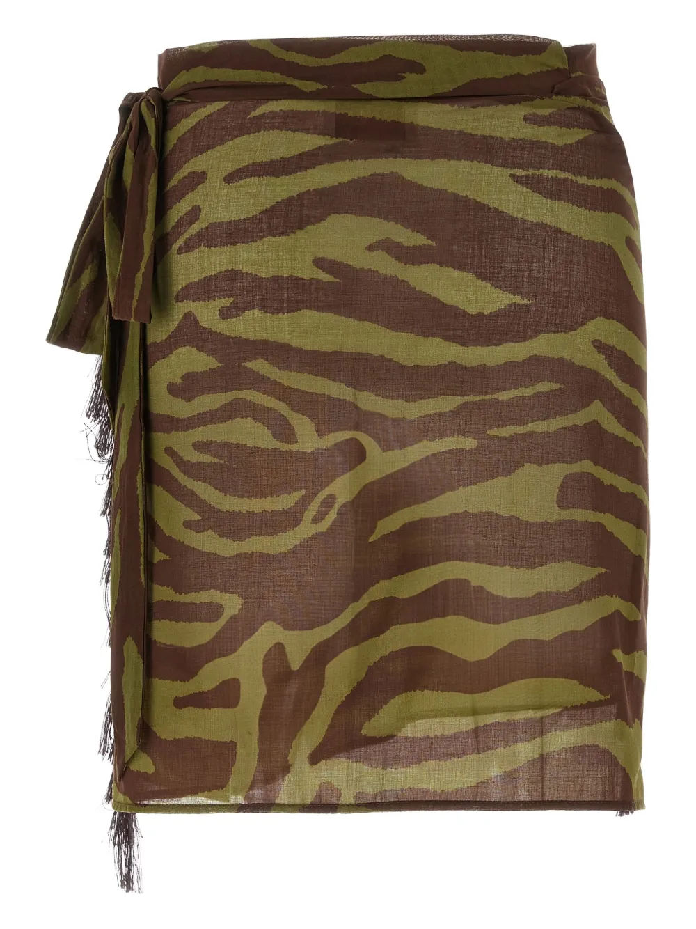The Attico zebra print fringed sarong beach cover-up Bruin