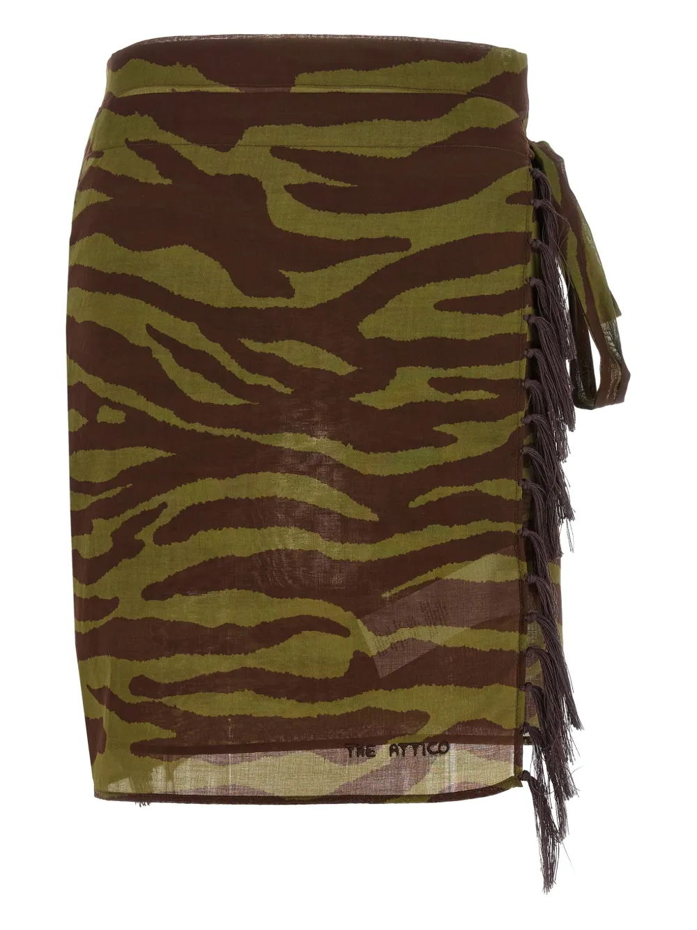 The Attico zebra print fringed sarong beach cover-up Bruin