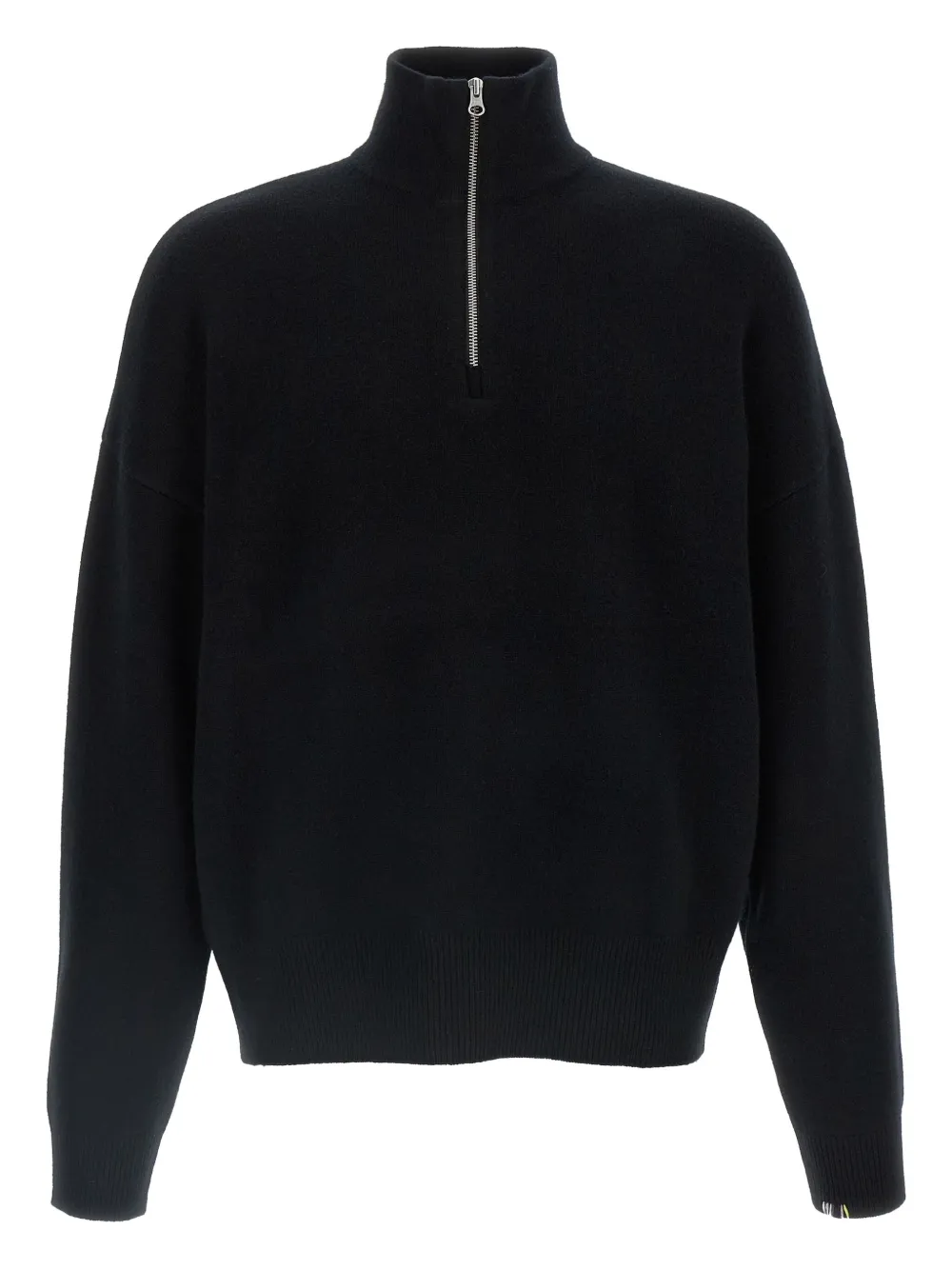 Extreme cashmere Trui met halve rits en mouwen met cuffs Zwart