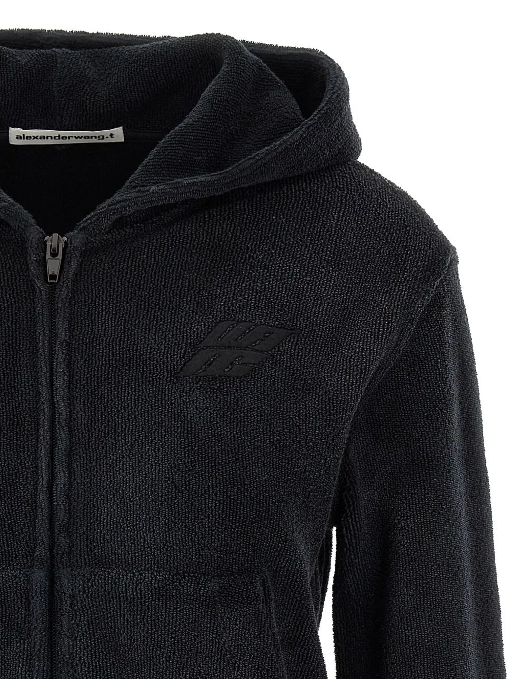 Alexander Wang logo-embroidered zip-front hoodie Zwart