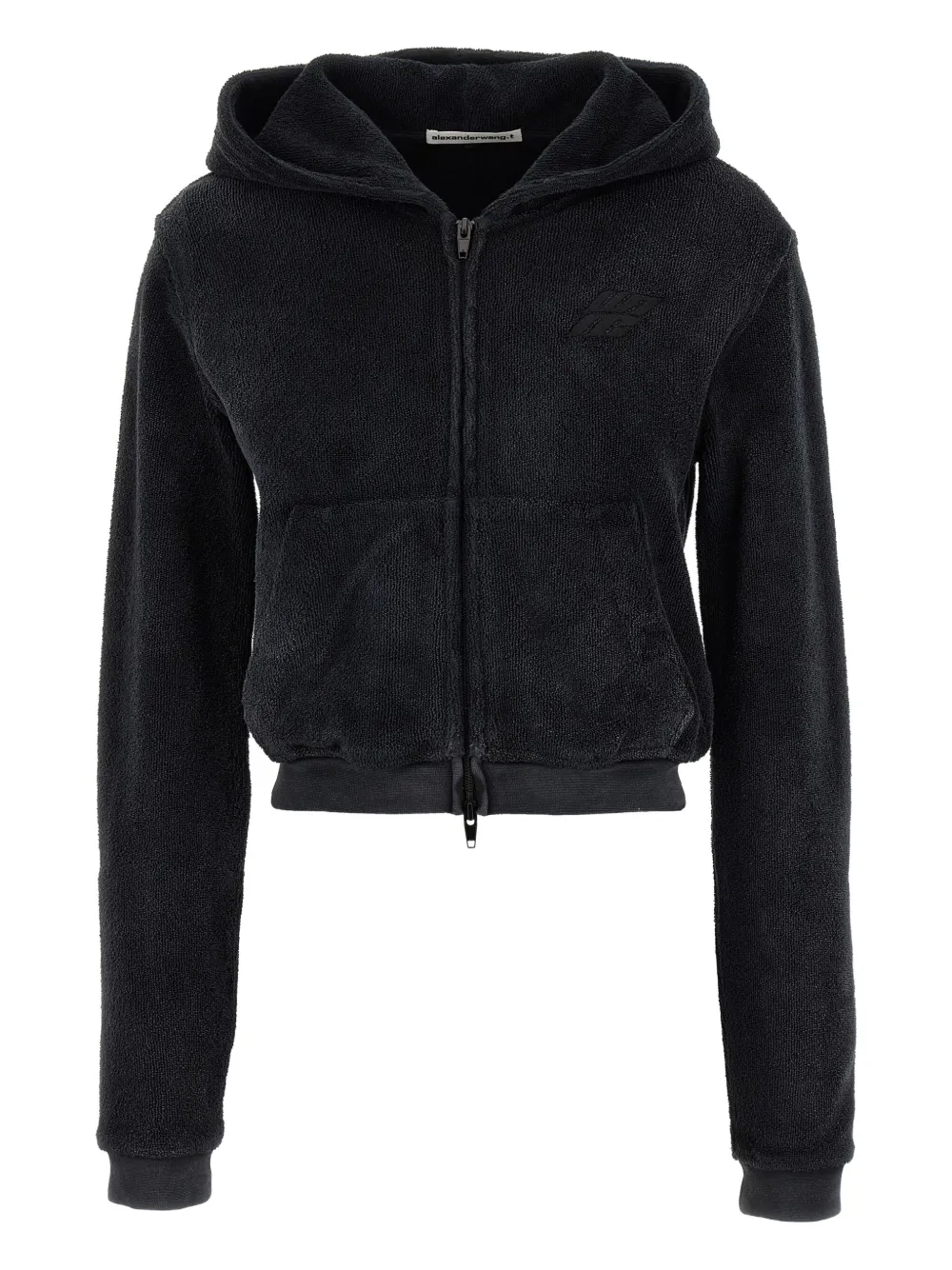 Alexander Wang logo-embroidered zip-front hoodie Zwart