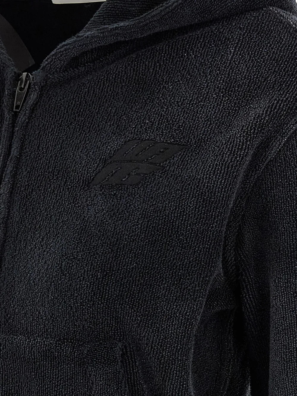 Alexander Wang logo-embroidered zip-front hoodie Zwart