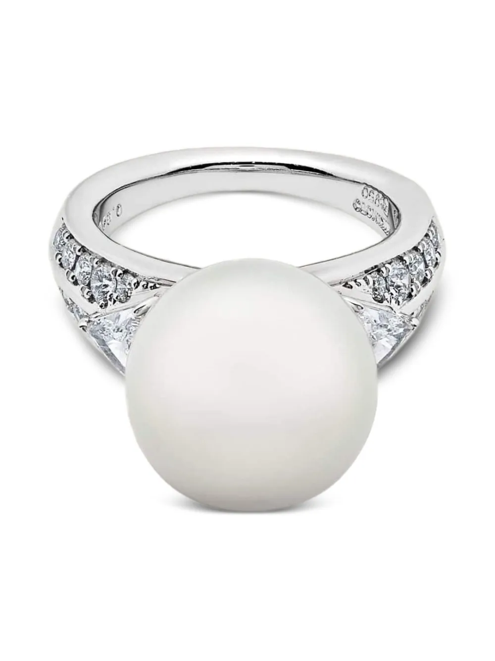 Mikimoto platinum pearl and diamond ring - ホワイト Mikimoto platinum pearl and diamond ring - ホワイト