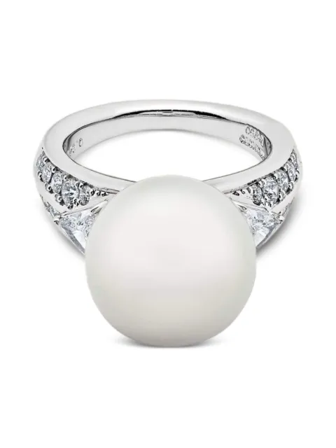 Mikimoto platinum pearl and diamond ring