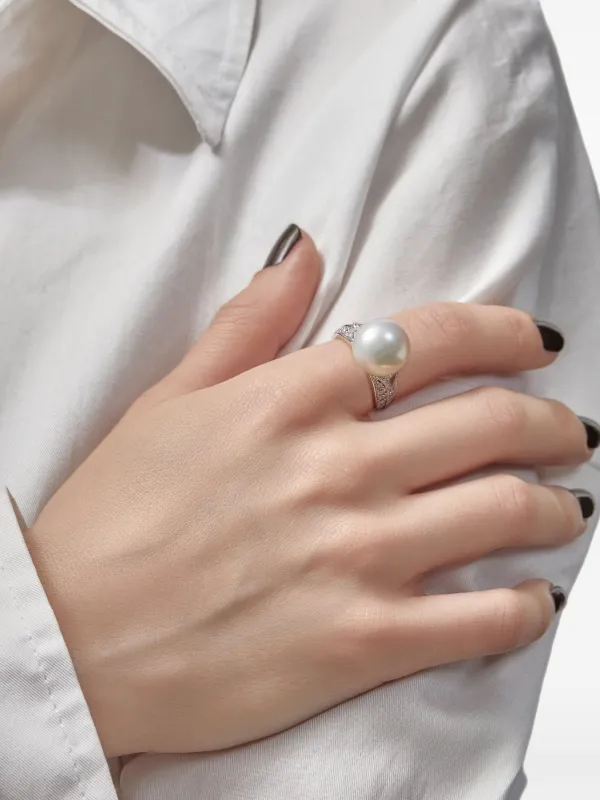 Mikimoto パール＆ダイヤモンド リング プラチナ | ホワイト | FARFETCH JP