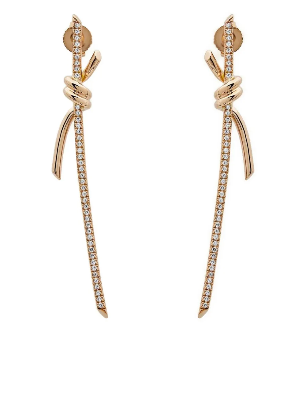 Tiffany & Co. 18K rose gold Knot diamond drop earrings | Gold | Image 1