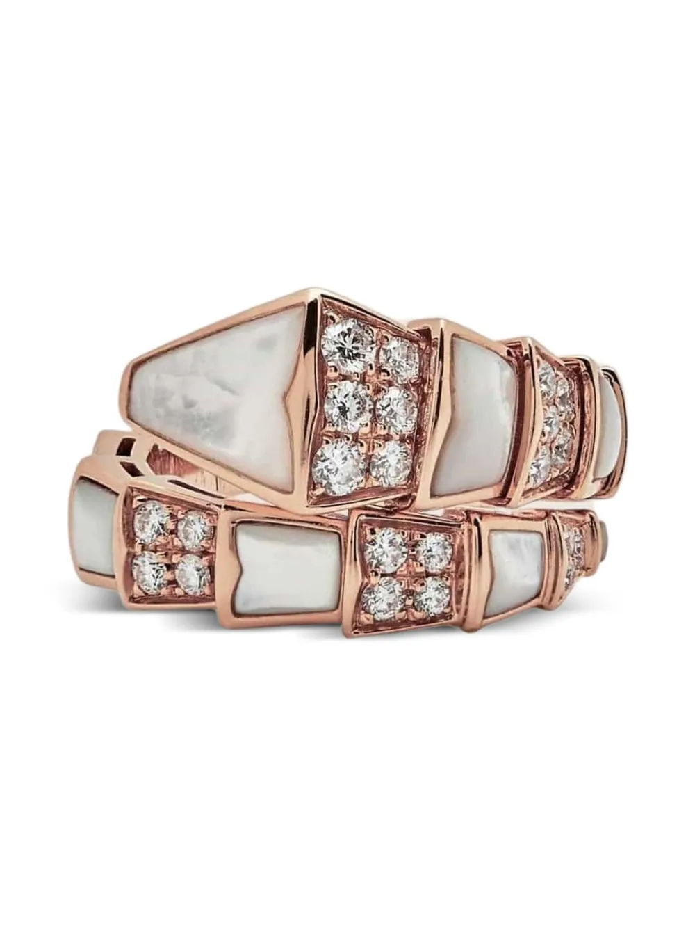  Bvlgari 18k Rose Gold Serpenti Viper Diamond Ring 
