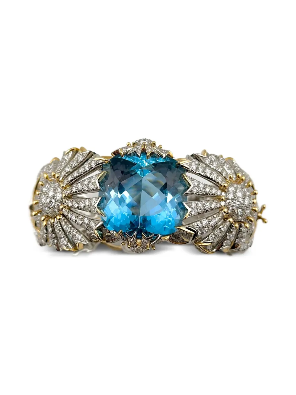Tiffany & Co. 18K yellow gold and platinum The Fleurage diamond and aquamarine bracelet | Image 2