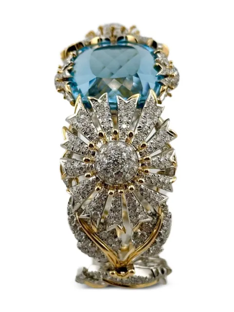 Tiffany & Co. Bracciale The Fleurage in platino e oro giallo 18 carati con diamanti e acquamarina
