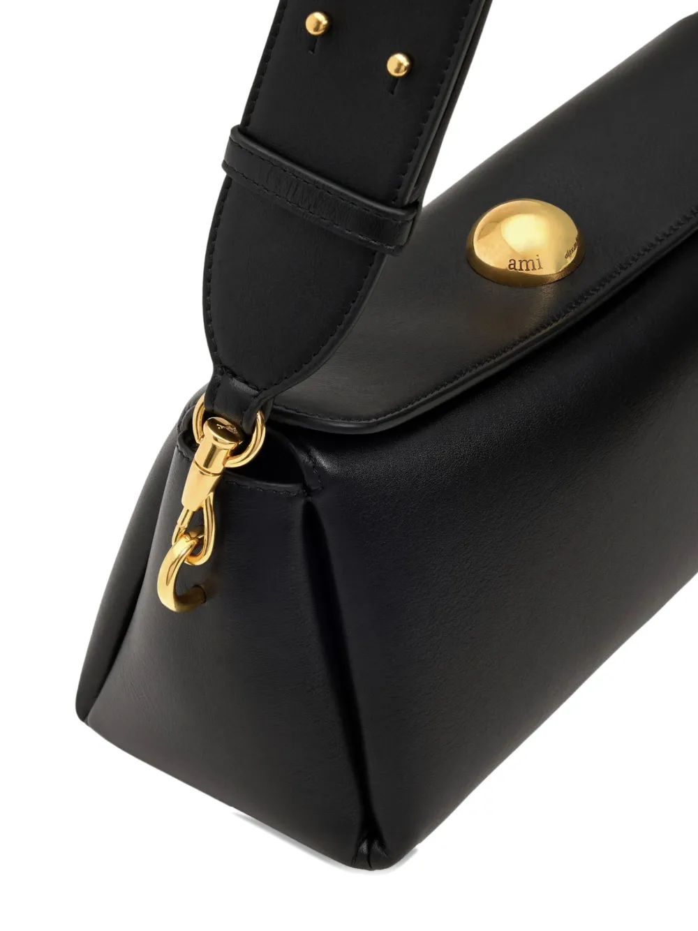 AMI Paris half-sphere brass-hardware shoulder bag Zwart