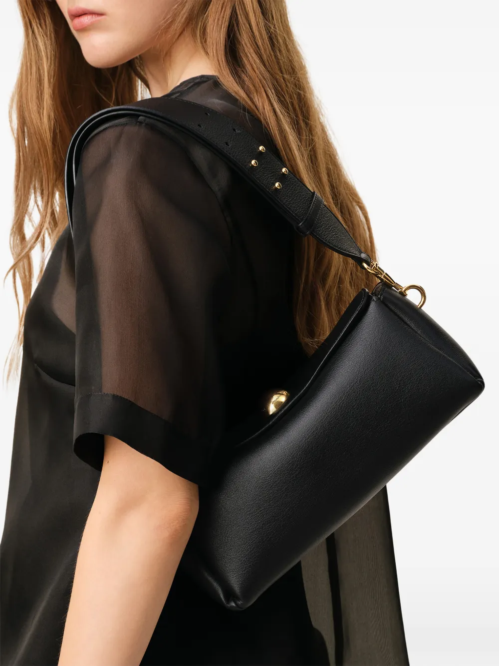 AMI Paris Carrousel Leather Bag in Black, view 3