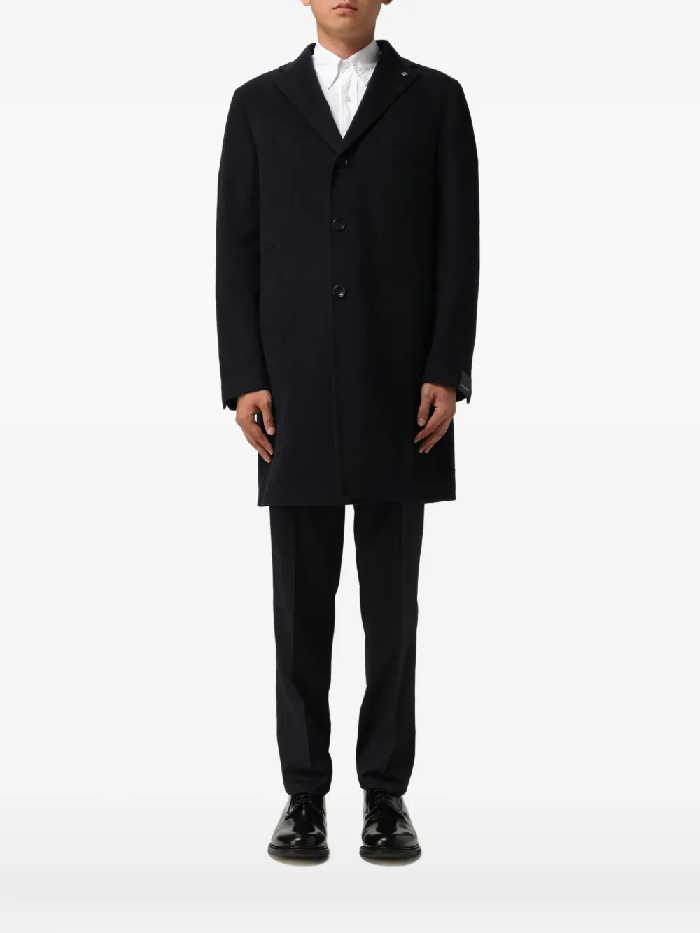 Tagliatore Single-breasted Wool Chacemire Coat In Blue