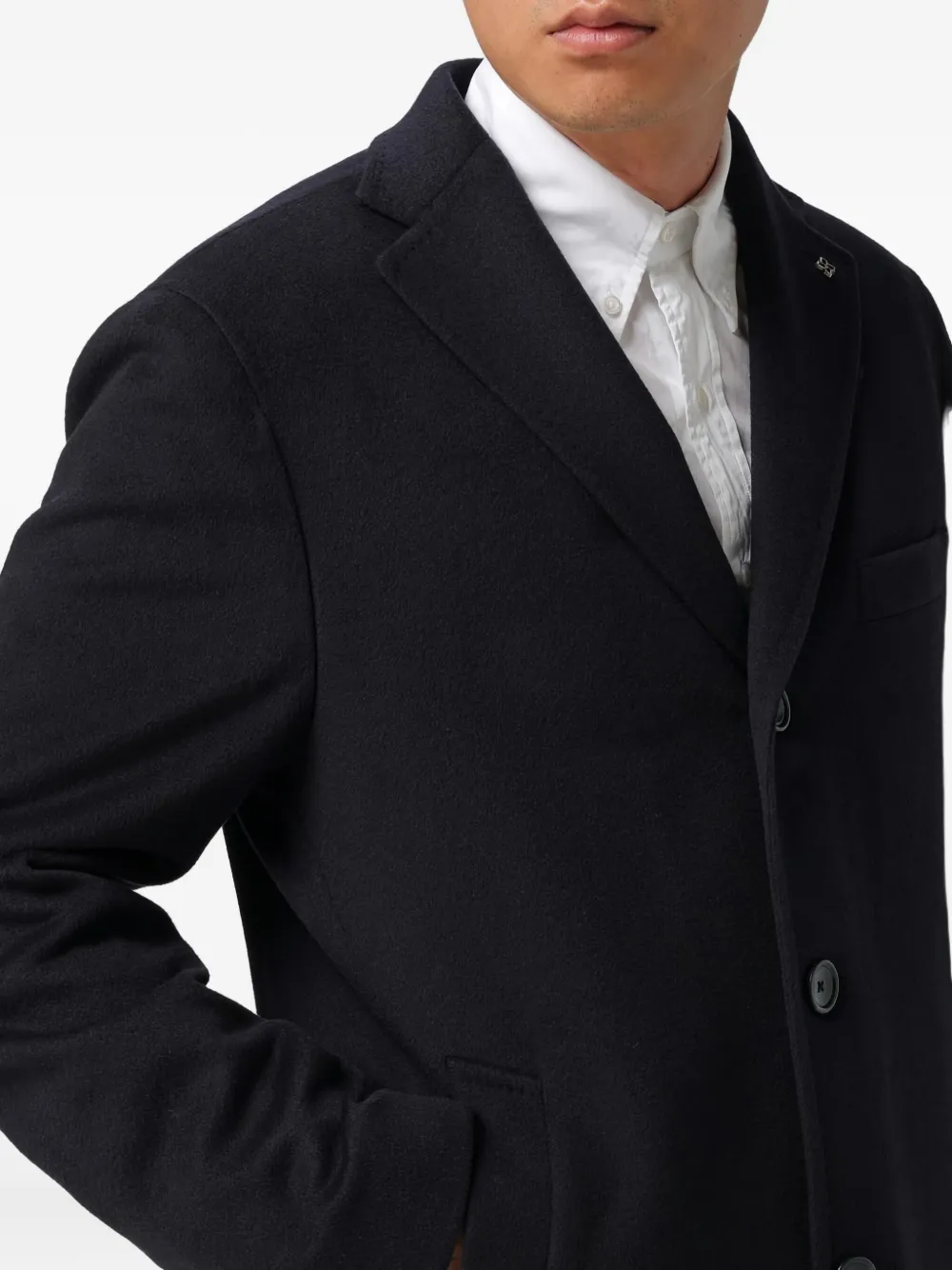 Tagliatore Single-breasted Wool Chacemire Coat In Blue