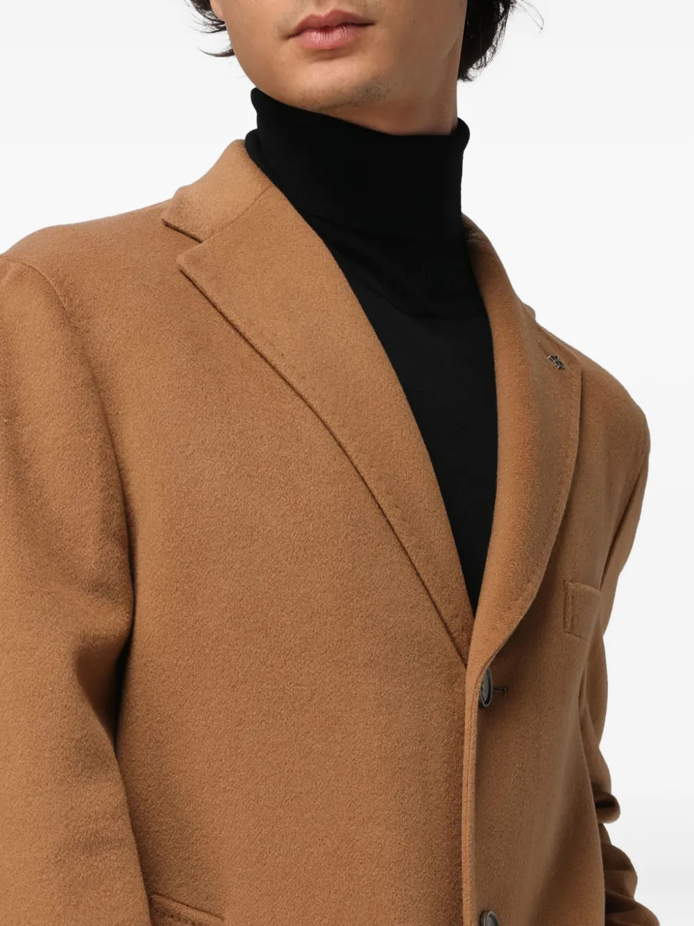 Tagliatore Cashmere Coat Featuring Notched Lapel In Brown