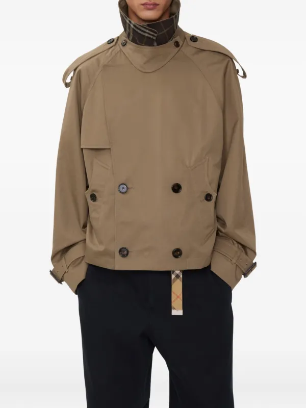 Burberry Cropped Gabardine trench-coat | Brown | FARFETCH