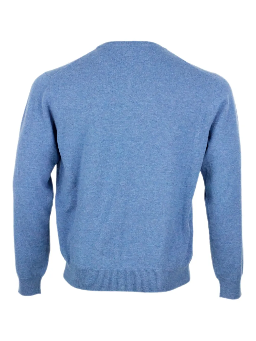 Malo Thin Wool Round Neck Long Sleeve Sweater In Blue
