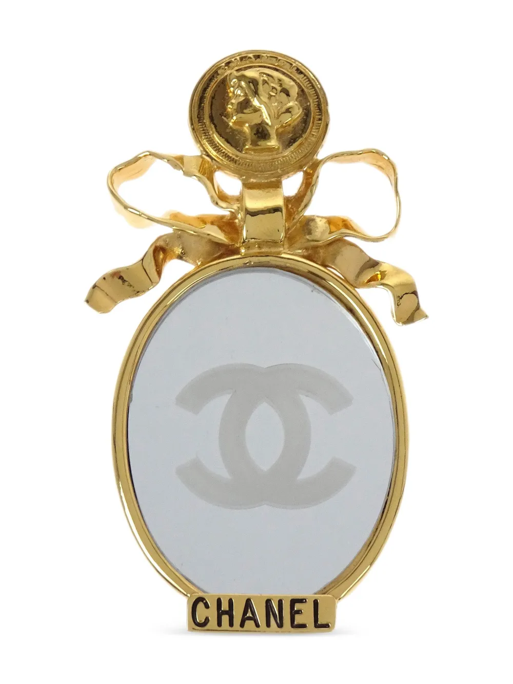 1990-2000s bow-detail mirror brooch