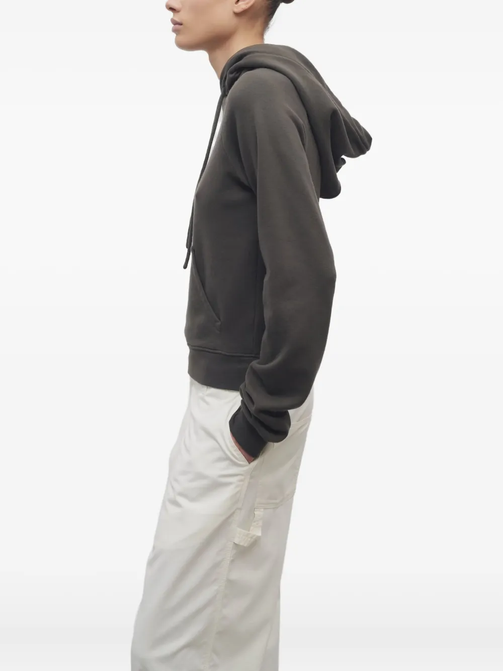 The Row Ribbed-trim Hoodie In Gray
