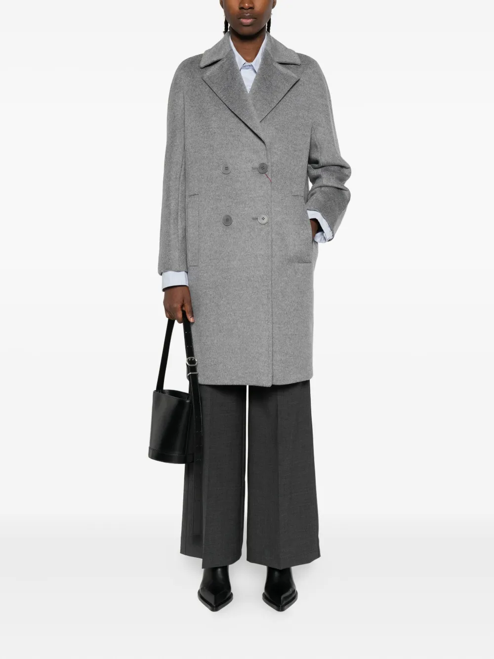 Max Mara Wollen jas met dubbele rij knopen Grijs