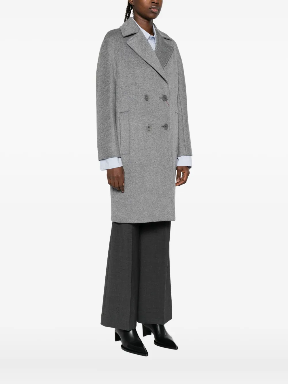 Max Mara Wollen jas met dubbele rij knopen Grijs