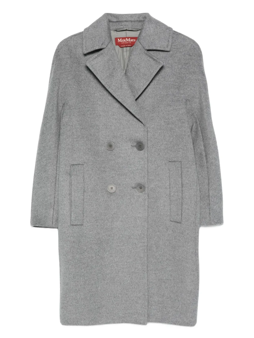 Max Mara Wollen jas met dubbele rij knopen Grijs