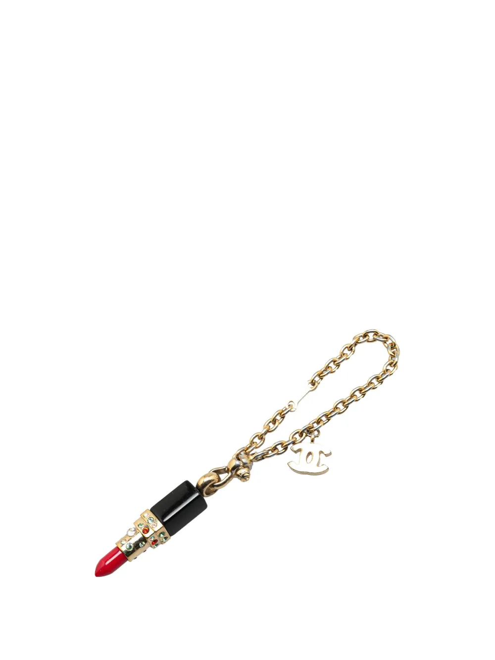 CHANEL Pre-Owned 2004 Gold Plated Resin Crystal Lipstick CC Bracelet CHANEL Pre-Owned 2004 Gold Plated Resin Crystal Lipstick CC Bracelet