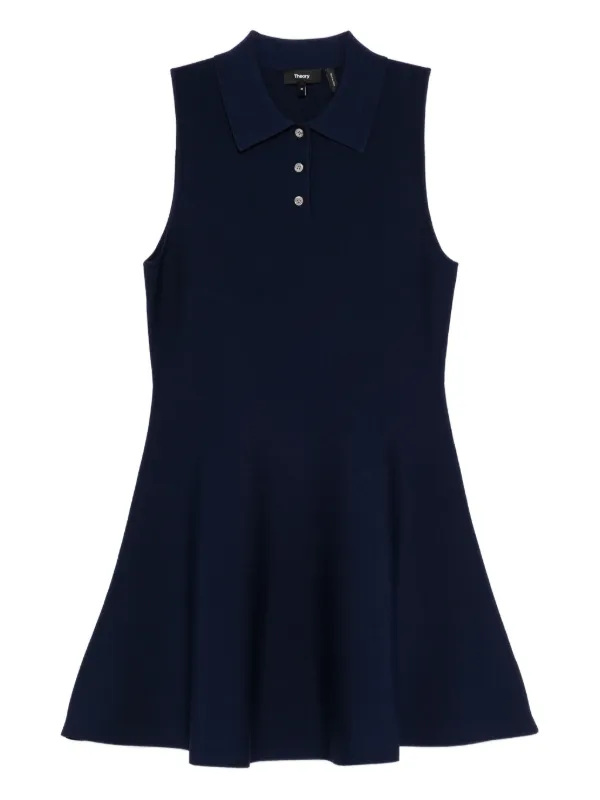Theory Polo-collar A-line Dress - Blue
