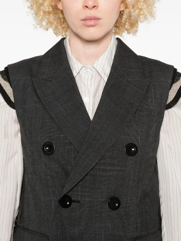 Sacai Glen チェック ベスト | グレー | FARFETCH JP