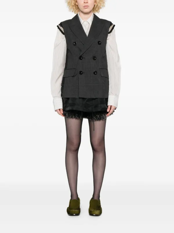 ラ*ラ様 【美品】sacai グレー チェック柄 ノースリーブジャケット Sacai Glen チェック ベスト | グレー | FARFETCH JP