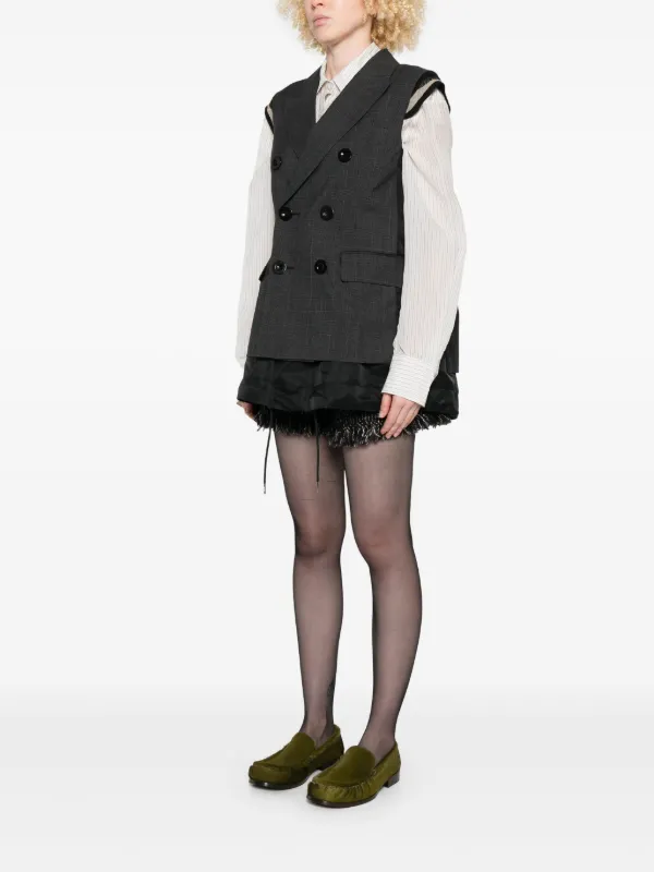 Sacai Glen チェック ベスト | グレー | FARFETCH JP