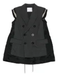 sacai Glen double-breasted checked vest - Grey