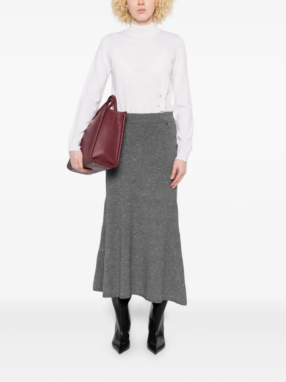 LIU JO sequin-embellished A-line skirt - Grijs