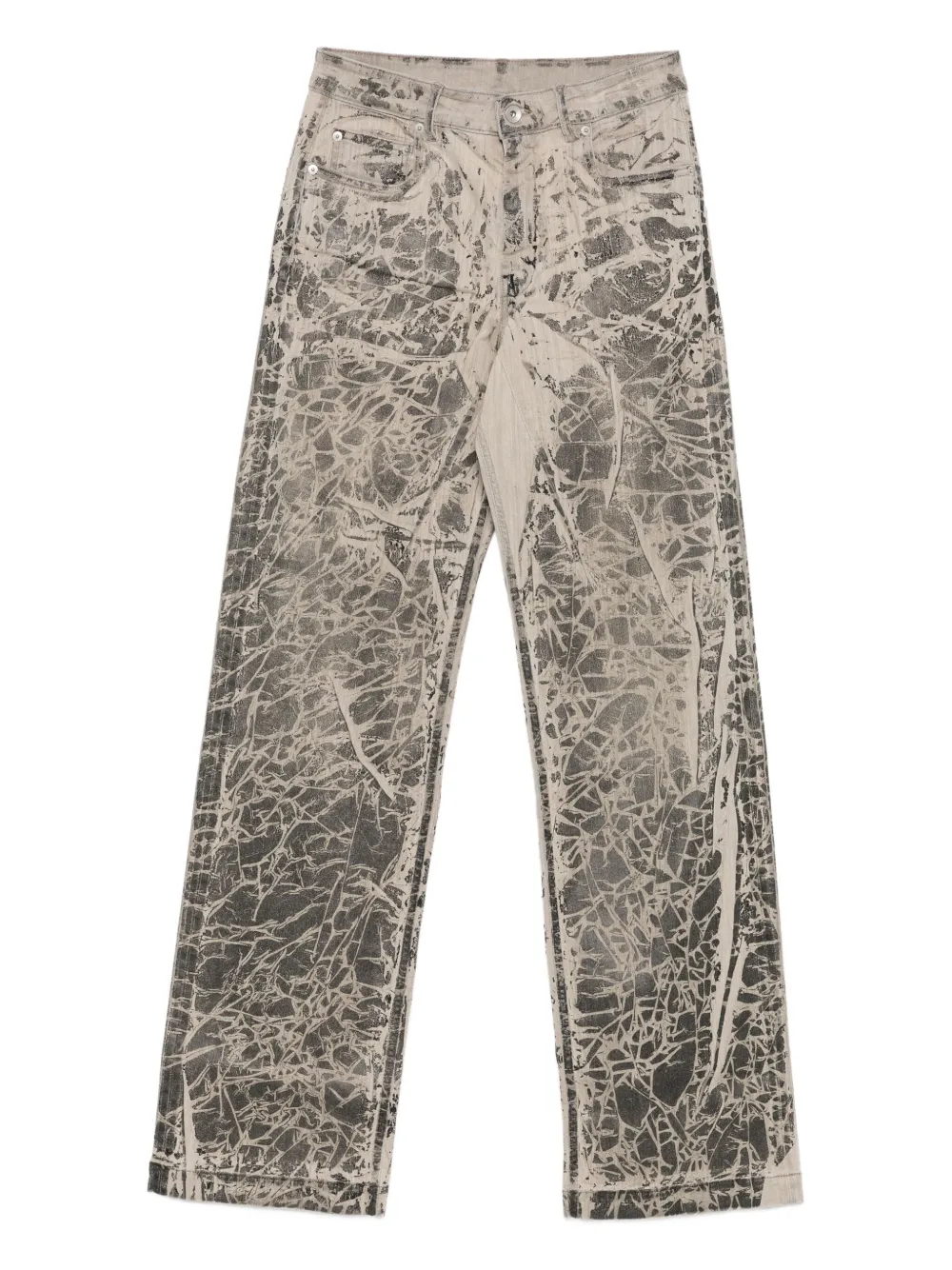 Rick Owens DRKSHDW crackle-print jeans Zwart
