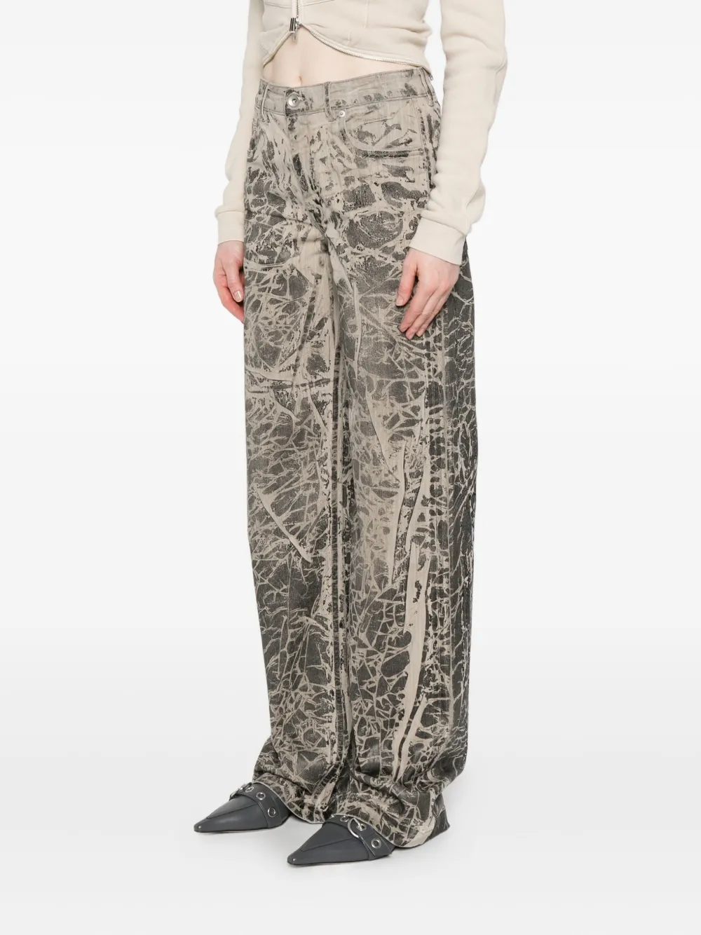 Rick Owens DRKSHDW Jeans met gebarsten print Zwart