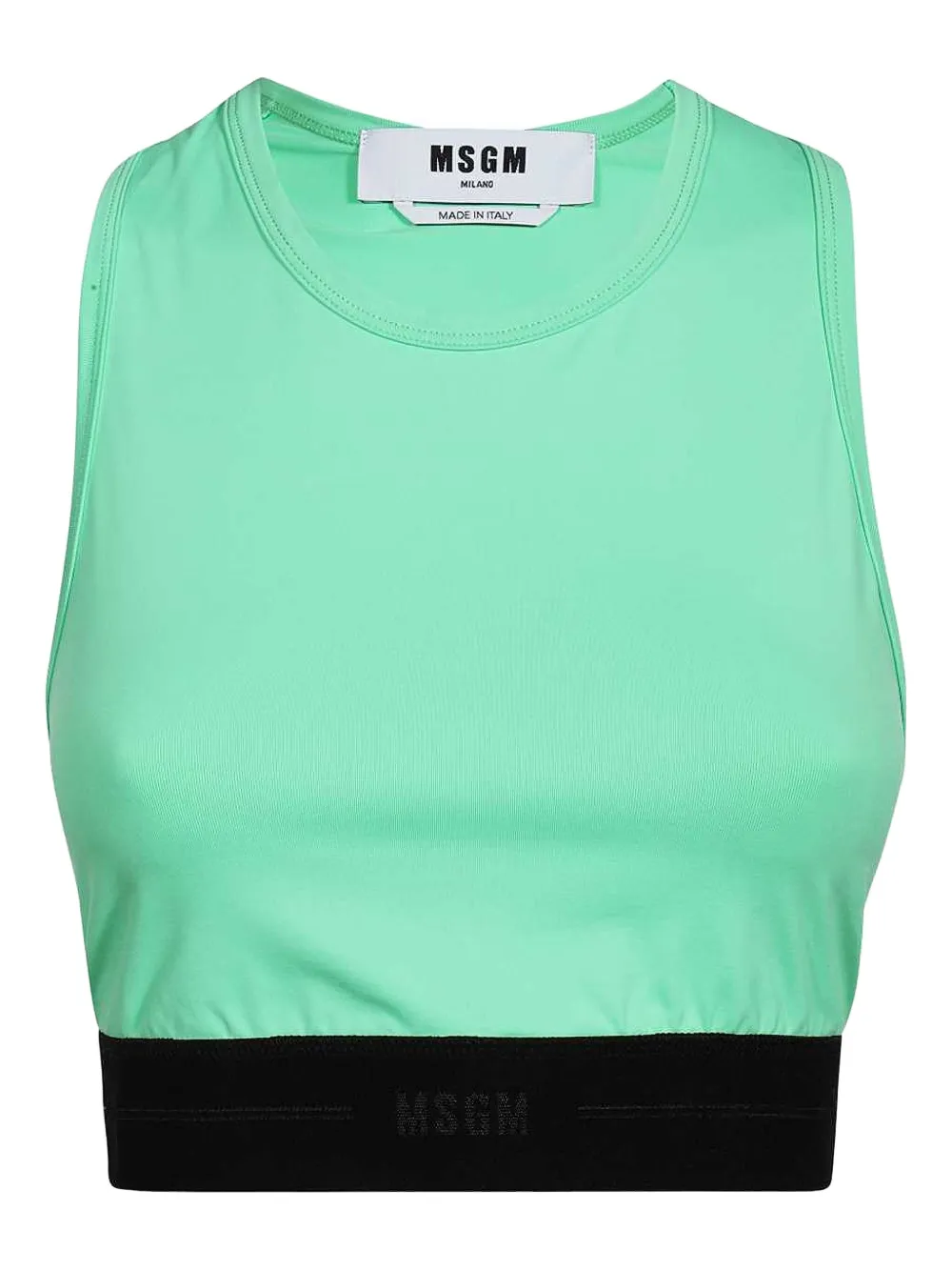 Msgm Elastic-waistband Tank Top In Green