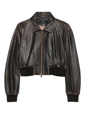 LA ROSE two-tone Leather Bomber Jacket | Grey | FARFETCH CA