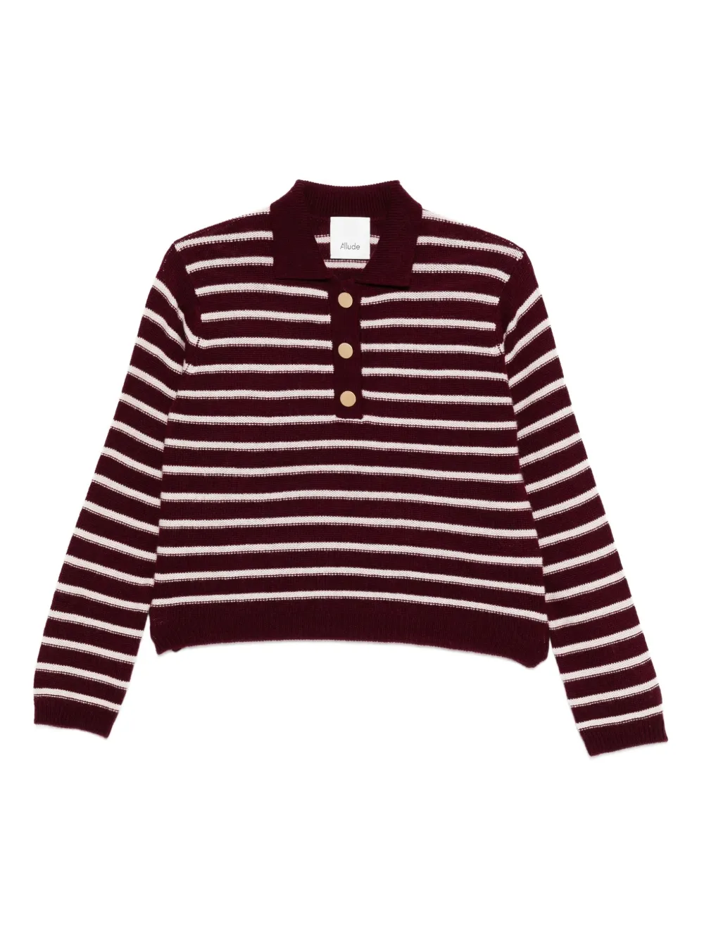 striped button-placket polo top