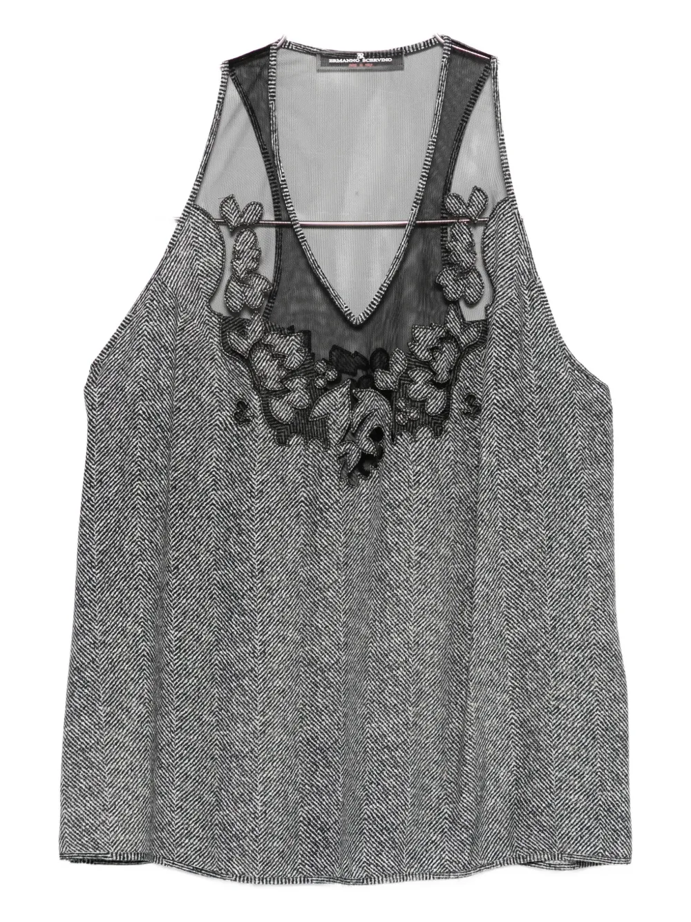 Ermanno Scervino Herringbone Embroidered Top In Gray