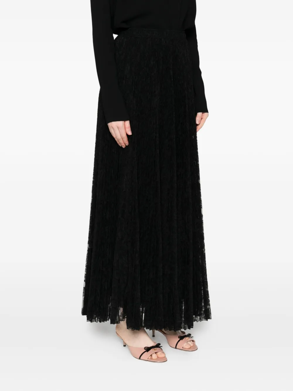 Ermanno Scervino Maxi-plooirok met kant Zwart