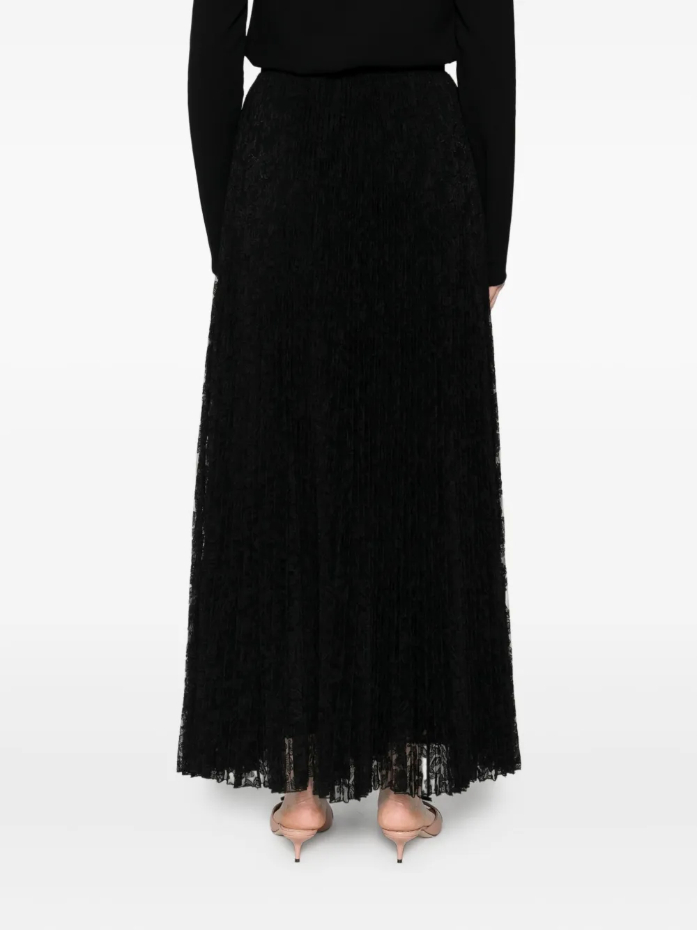 Ermanno Scervino Maxi-plooirok met kant Zwart