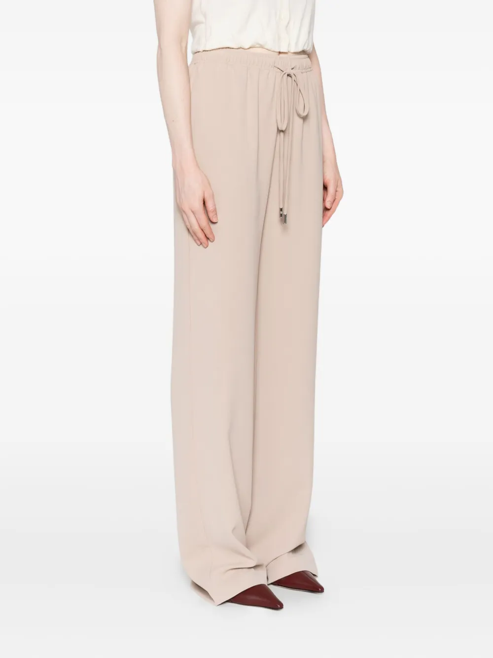 Ermanno Scervino Broek met wijde pijpen en trekkoord Beige