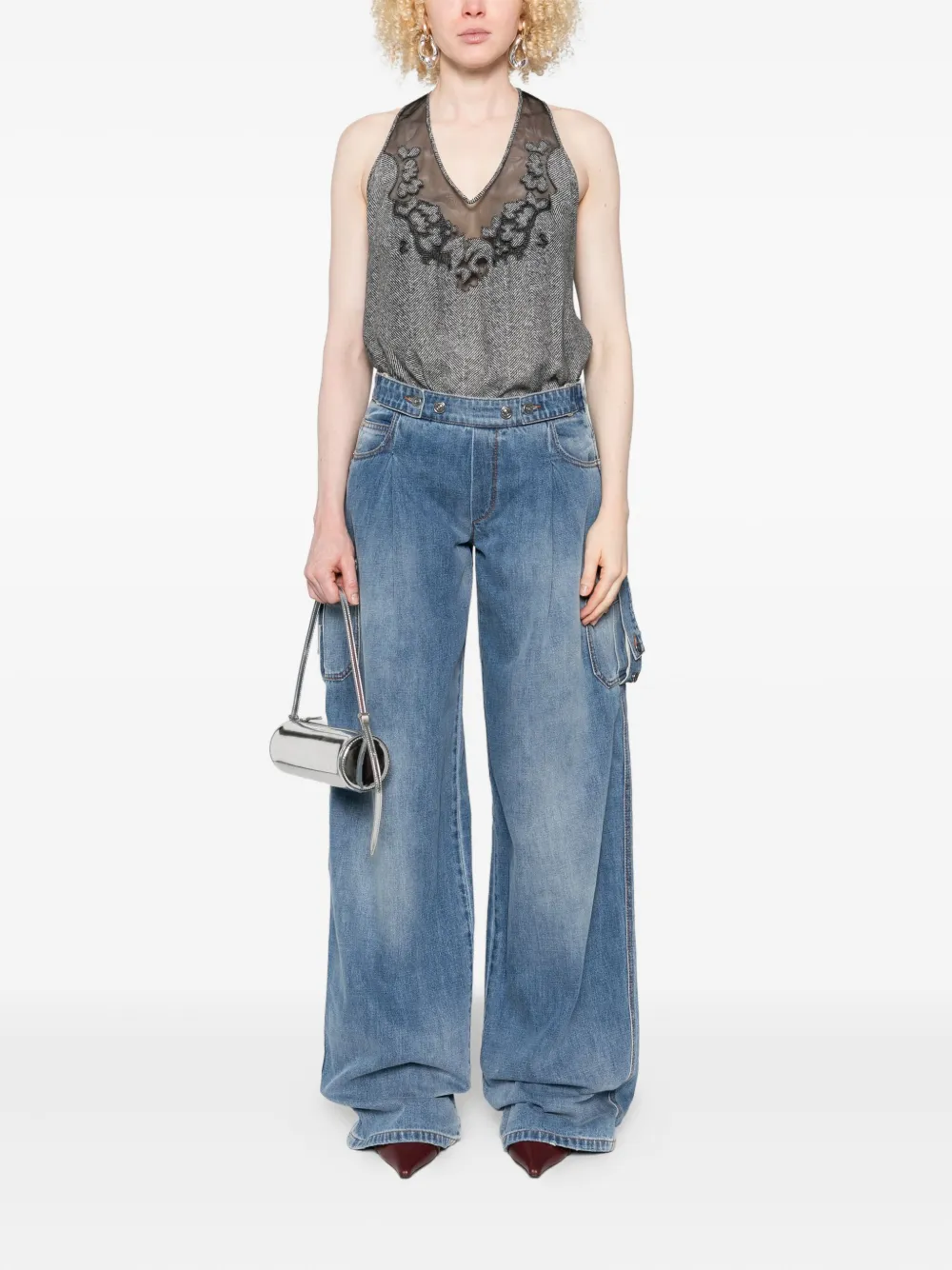 Ermanno Scervino pleated-front cargo jeans - Blauw