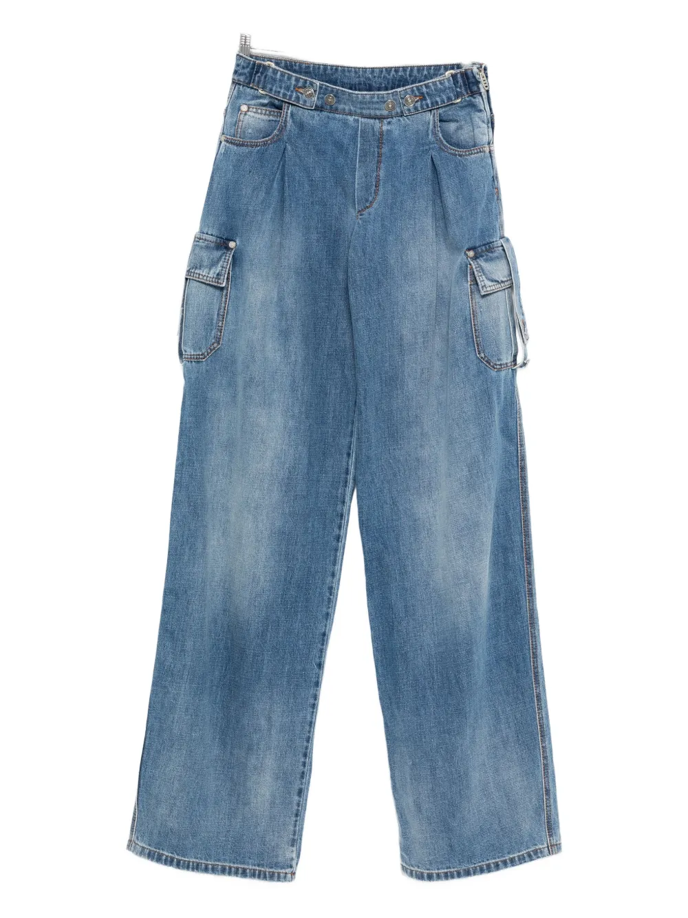Ermanno Scervino Pleated-front Cargo Jeans In Blue