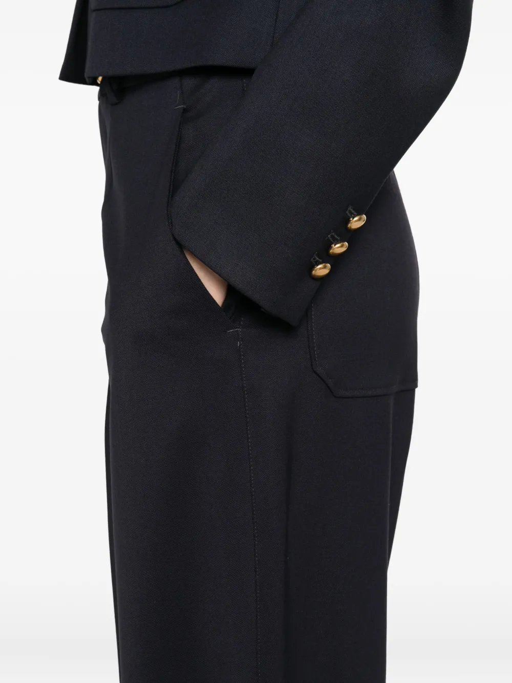 P.A.R.O.S.H. Broek van scheerwolblend met opgestikte zakken Blauw