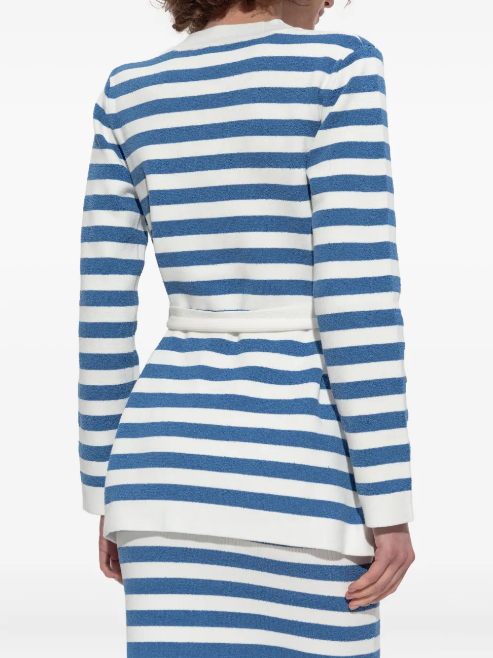 Posse Striped Belted Cardigan In Brown